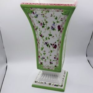 Laura Ashley Ceramic Floral Painted Flower Vase
